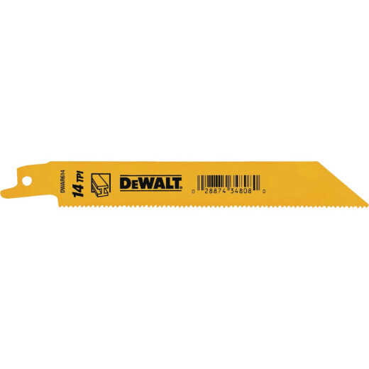 DEWALT 6 In. 14 TPI Bi-Metal Straight Reciprocating Saw Blade (2-Pack)